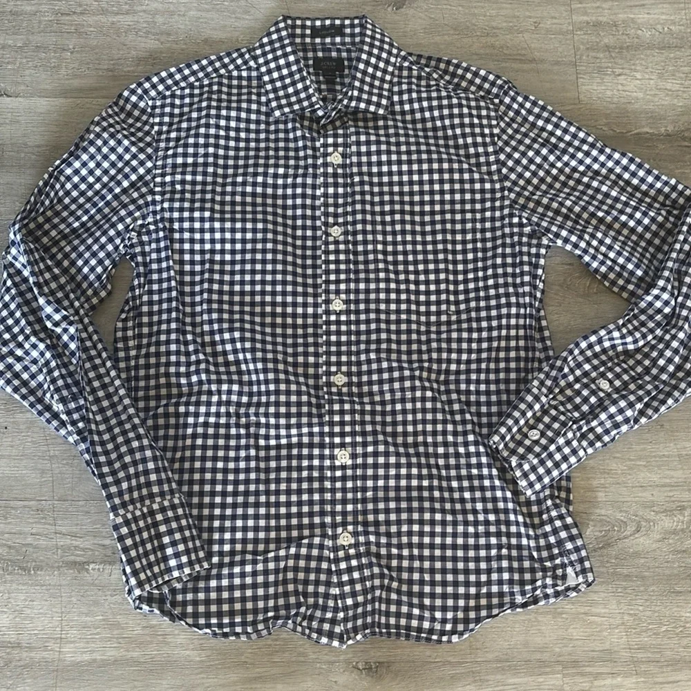 J Crew Ludlow Navy blue  Gingham Long Sleeve Button Up Shirt - S